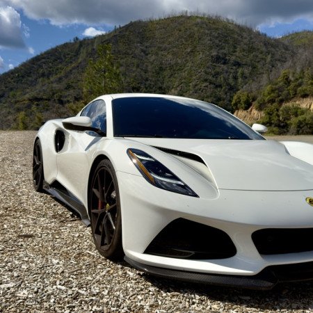 Front end of the Lotus Emira looking at the CT carbon front splitter
